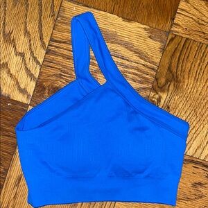 Blue One-Shoulder sports bra